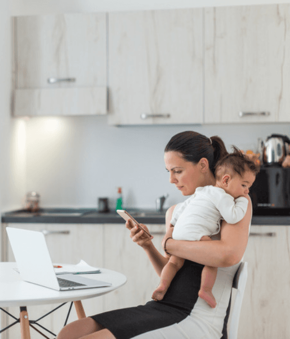 A calm moment at home with the baby