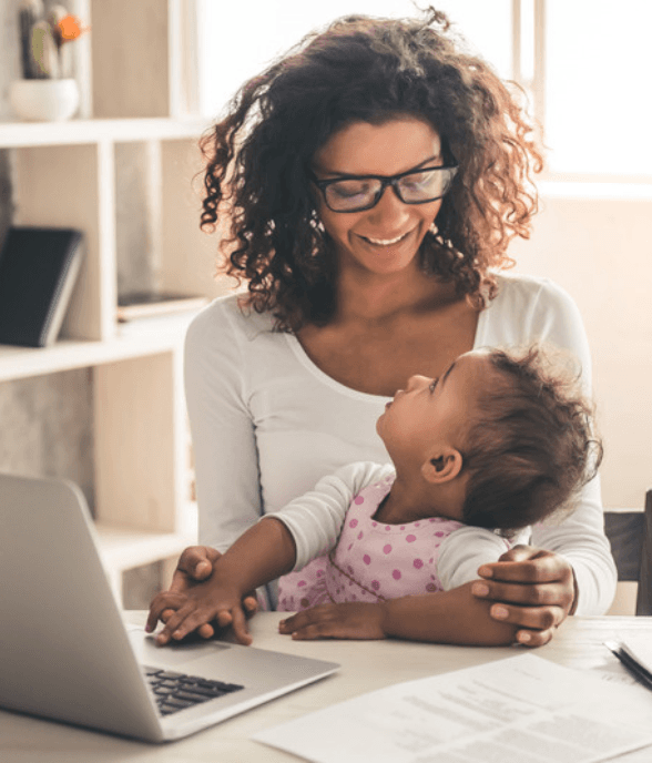 A mom and her baby sharing a calm, content moment