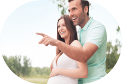 A partner playing with their child