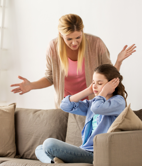 A mom at home with her child, present and a little frayed