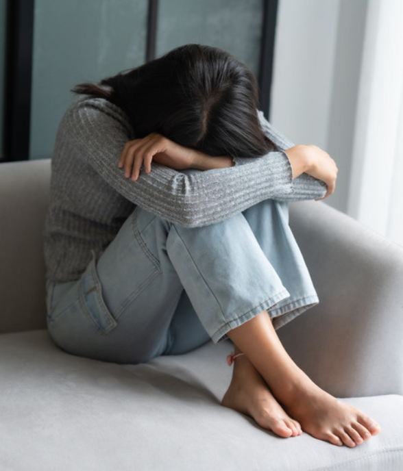 A woman in a quiet, reflective moment